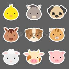 Set Of Cute Funny Animal Heads Stickers