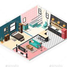 Isometric Apartment Interior Background