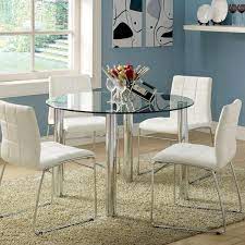 Furniture Of America Cardigan 45 In Round Chrome Glass Dining Table Grey