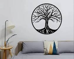 Black Decorative Metal Wall Art Tree