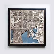 Tampa Wood Map 5th Anniversary Gift