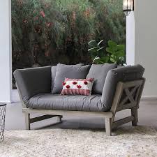 Gray Wood Outdoor Convertible Sofa