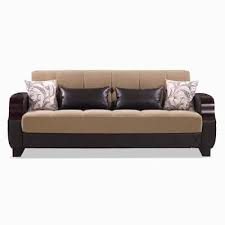 Estrella Collection Convertible 89 In Brown Chenille 3 Seater Twin Sleeper Sofa Bed With Storage