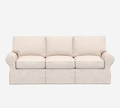 Pb Basic Slipcovered Sleeper Sofa With Memory Foam Mattress Polyester Wrapped Cushions Performance Cau Basketweave Oatmeal Pottery Barn