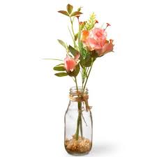Pink Rose Arrangement In Glass Vase