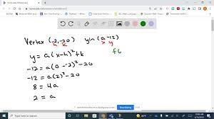 Solved The Vertex Of A Parabola Is 2