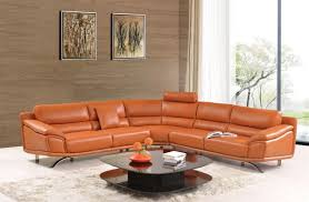 Esf 533 Orange Leather Sectional Sofa