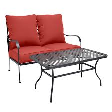 Style Selections San Terra 2 Piece Patio Conversation Set With Cushions Lg 20276 Lcred