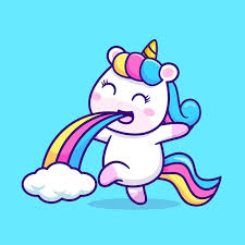 Cute Unicorn Puking Rainbow Cartoon