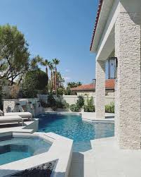 Stacked Stone Pool Feature Walls