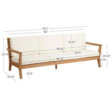 Brown Frame Teak Outdoor 3 Seater Couch