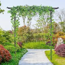 Outsunny 82 Decorative Metal Garden Trellis Arch For Backyard Celebrations Black