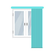 Flat Window With Blue Curtains Vector