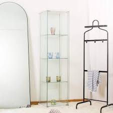 White 4 Shelves Glass Display Cabinet
