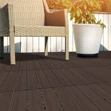 Pure Garden Wood Plastic Woodgrain Composite Interlocking Patio Floor Tiles Set Of 6 Mocha Woodgrain