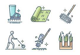 Lawn Care And Aerationcolor Icon Set