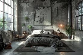 Urban Industrial Bedroom With A