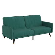 74 In W Round Arm Fabric 2 Seat Living Room Sofa In Green