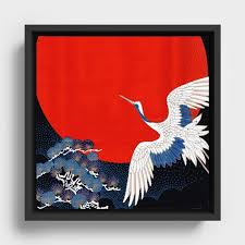 Japanese Pop Icon White Crane Framed