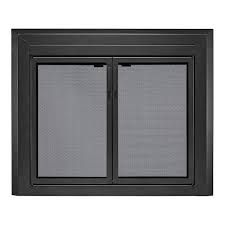 Black Cabinet Style Fireplace Doors