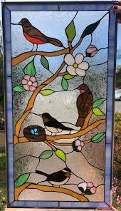 Birds Blossoms Leaded Stained Glass