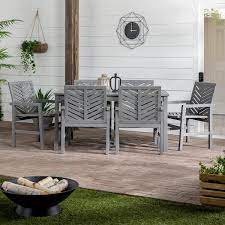 Chevron Wood Outdoor Patio Dining Set