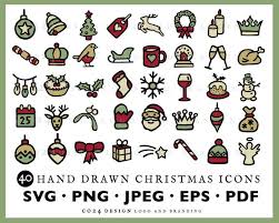 40 Holiday Icons Hand Drawn