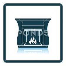 Fireplace With Doors Icon Graphic