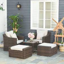 Outsunny 5 Piece Rattan Patio Set Beige