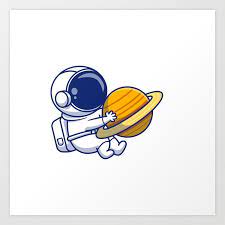 Cute Astronaut Hugging Planet Cartoon