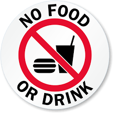 No Food Or Drink Glass Decal Signs Sku