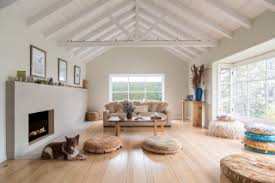 cathedral ceiling with exposed beams