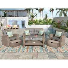 Urtr 4 Piece Pe Rattan Wicker Patio