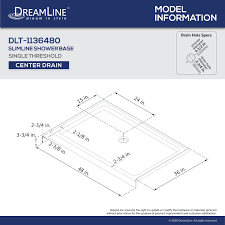 Dreamline Slimline 36 In W X 48 In L