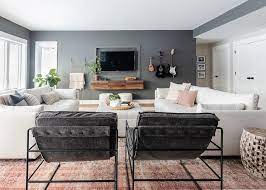 Charcoal Color Basement Family Room