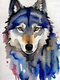 Watercolor Wolf Painting Acrylic