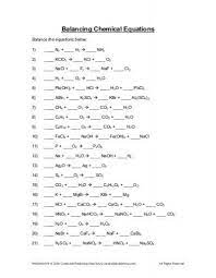 Chemistry Worksheets Chemical Equation