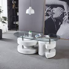 Clear Oval Tempered Glass Coffee Table