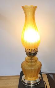 Vintage Amber Glass Table Lamp Electric