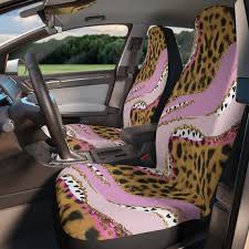 Pink Cheetah Print Car Seat Covers Two