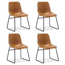 Faux Leather Upholstered Dining Chairs With Metal Legs Set Of 4