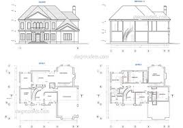 Two Story House Plans Dwg Free Cad