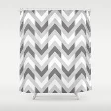 Grey White Herringbone Chevron Shower