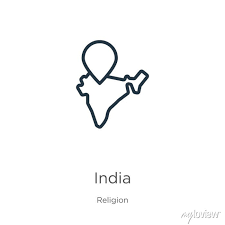 India Icon Thin Linear India Outline