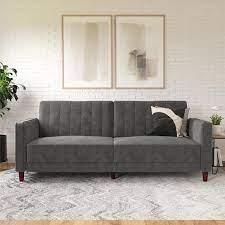 Dhp Iris Grey Velvet Tufted Futon