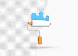 3d Color Paint Roller Isolated Icon