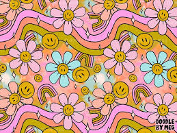 Tie Dye Flower Print Hippie Wallpaper