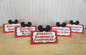 Mickey Mouse Birthday Place Cards Food