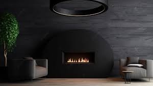 Sleek Black Fireplace Furniture With