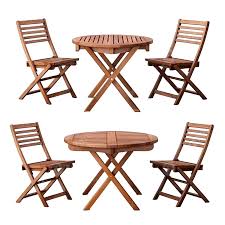 Set Of Garden Wood Table And Folding